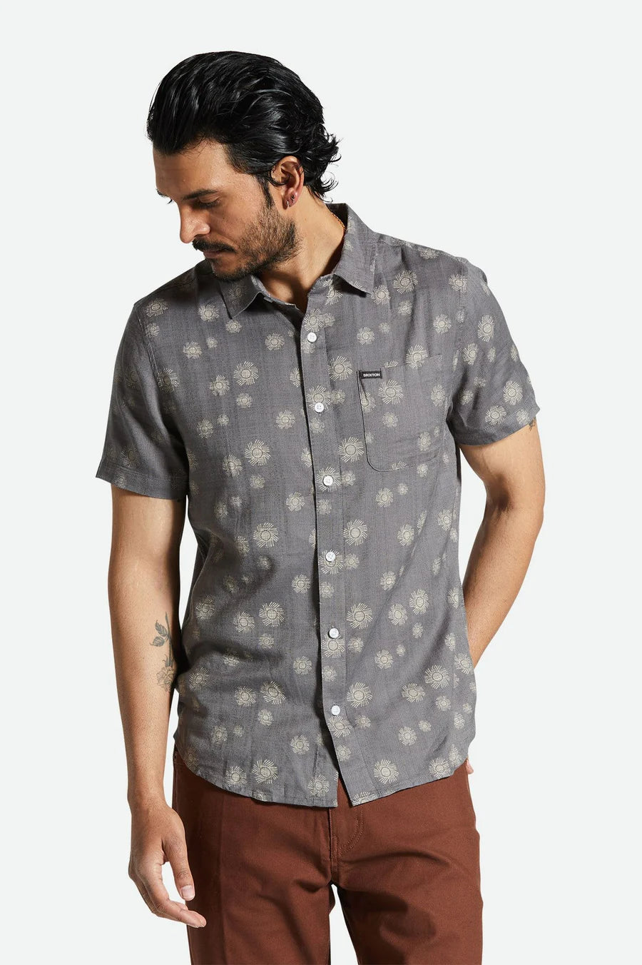 Brixton Charter Slub S/S Shirt Charcoal Sol