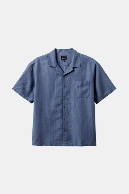 Brixton Bunker Linen Blend S/S Shirt Flint Stone Blue