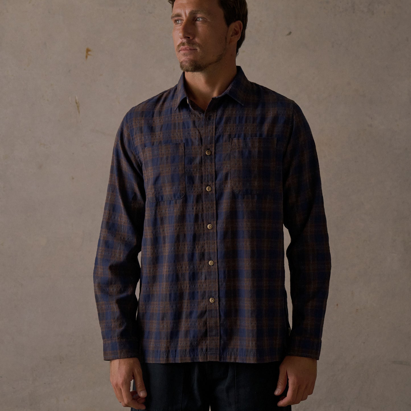 McTavish Check L/S Shirt Blue