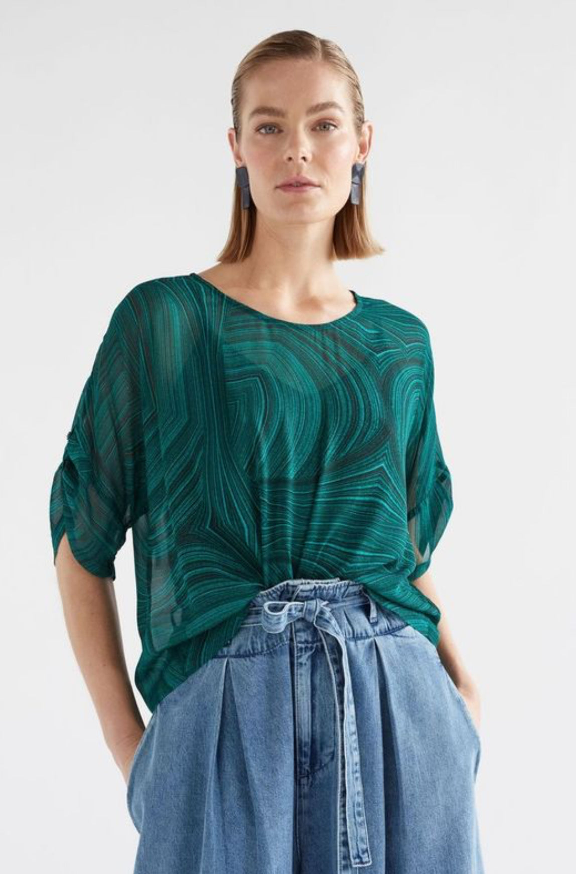 Elk Krava Sheer Shirt Malachite Print