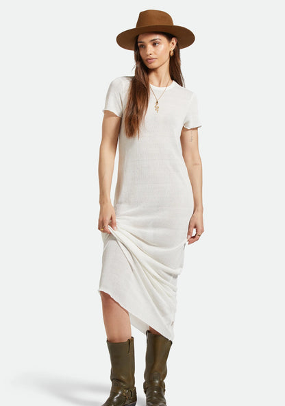 Brixton Sheer Knit Dress Off White