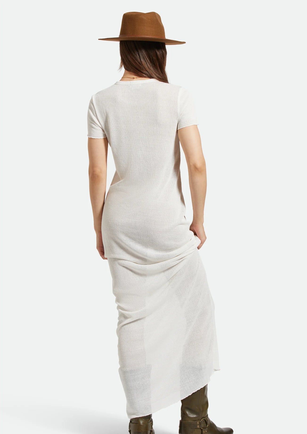 Brixton Sheer Knit Dress Off White