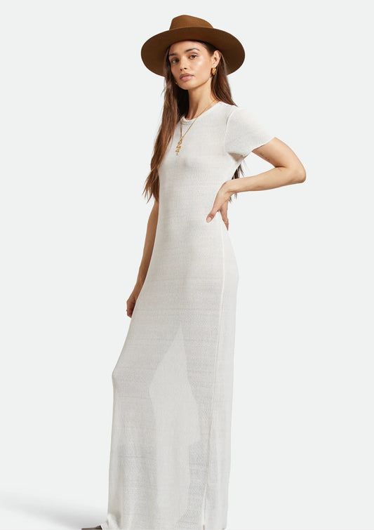 Brixton Sheer Knit Dress Off White