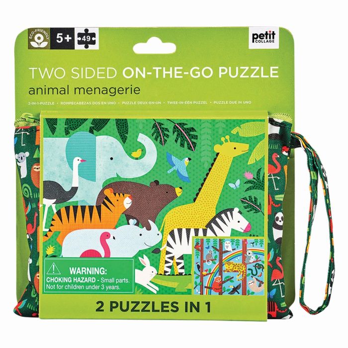 Petit Collage Animal Menagerie Two Sided On-The-Go Puzzle