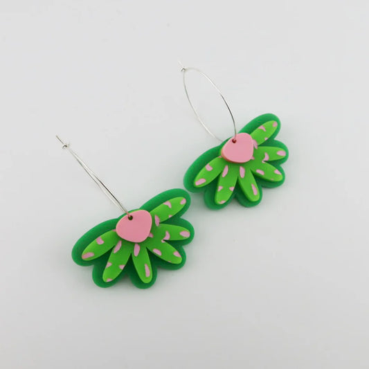 Pink Nade Ella Hoop Earring Green