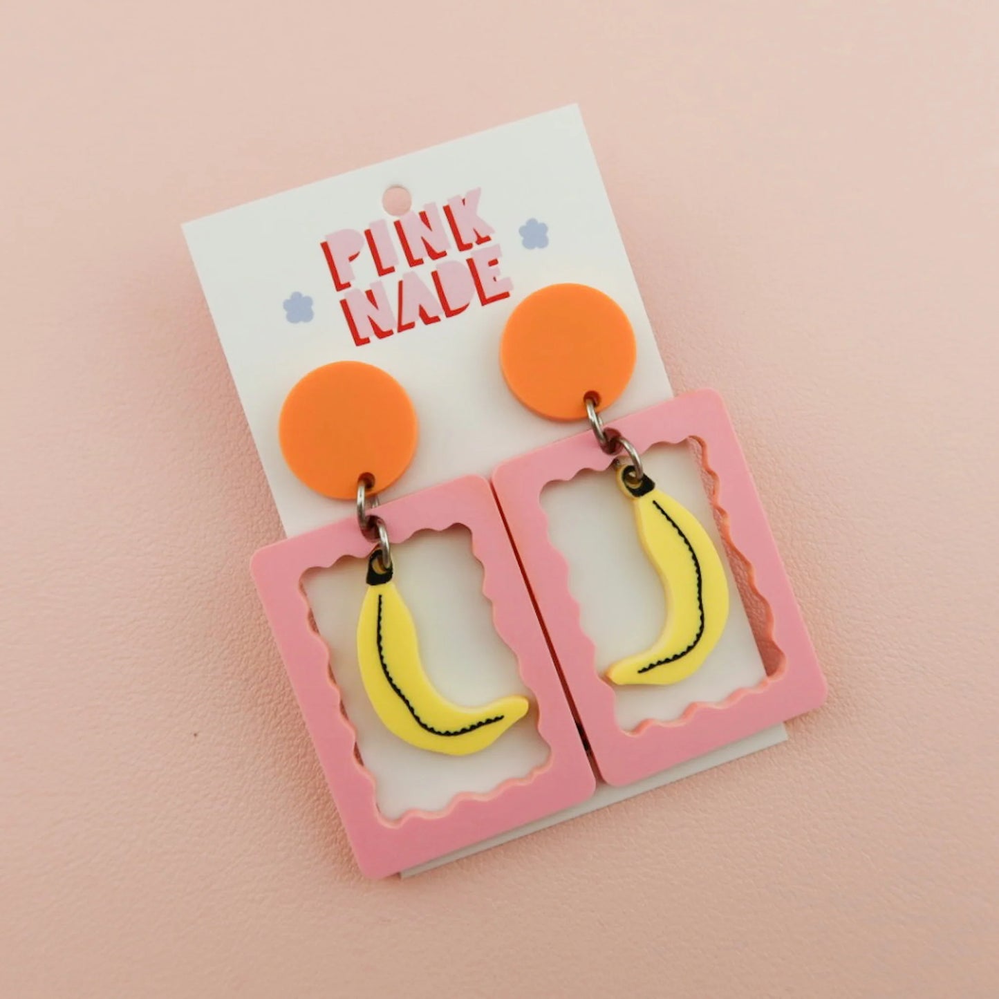 Pink Nade Banana Dangle Earring