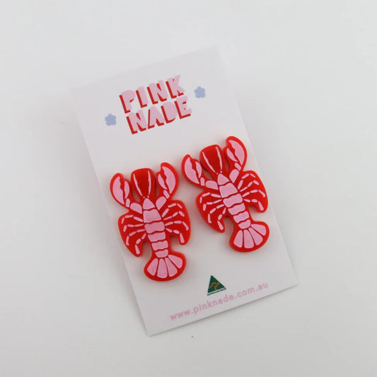 Pink Nade Lobster Statement Stud Earring