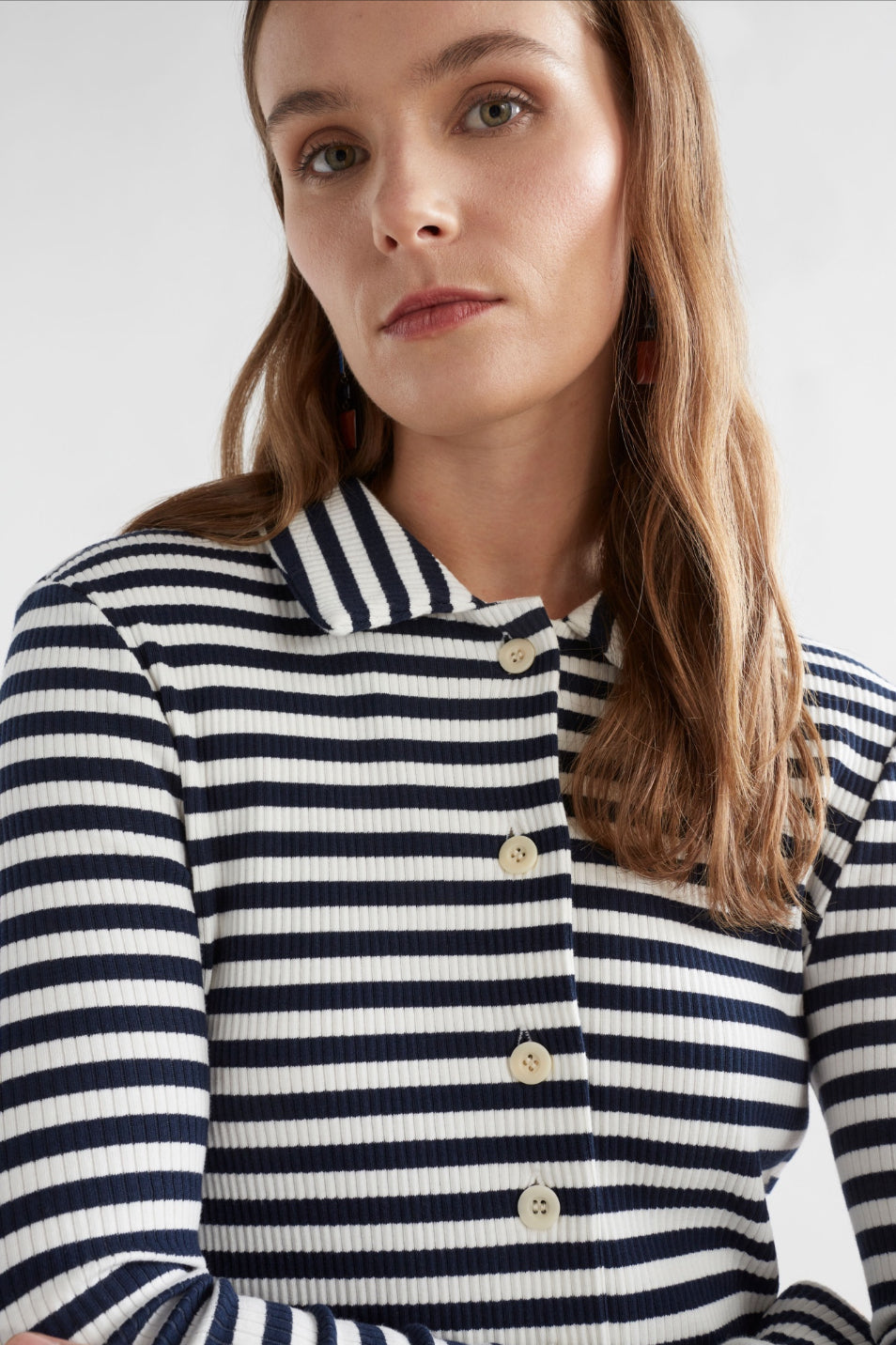 Elk Kullan Ribbed Shirt White/Ink Stripe