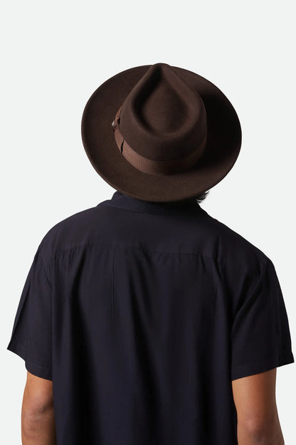 Brixton Swindle Convetabrim Fedora Dark Brown/Chocolate