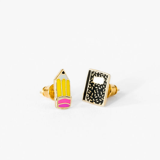 Yellow Owl Workshop Pencil & Notebook Stud Earrings