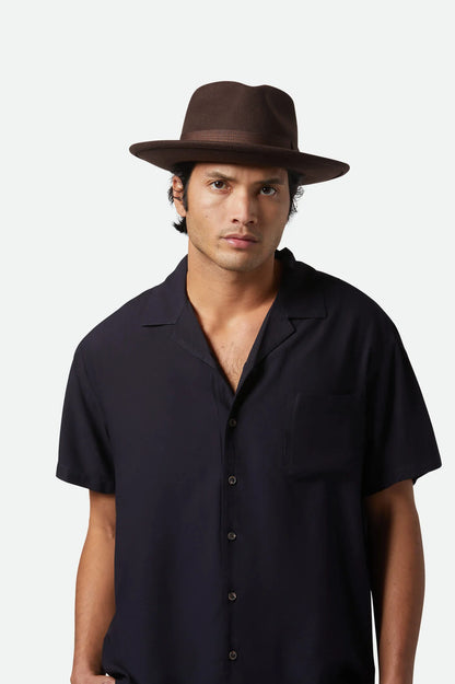 Brixton Swindle Convetabrim Fedora Dark Brown/Chocolate