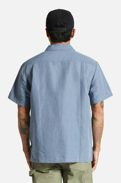 Brixton Bunker Linen Blend S/S Shirt Flint Stone Blue